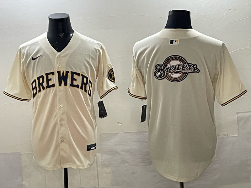 Men Milwaukee Brewers blank cream Nike MLB 2025 Jersey 001->milwaukee brewers->MLB Jersey